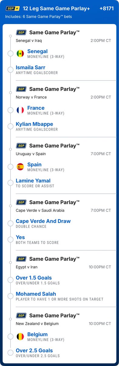 belt2odds's tweet photo. FIFA World Cup ⚽️ Parlay

+8171 w/boost 🔥

@Playbook https://t.co/pY65ZFSSfT