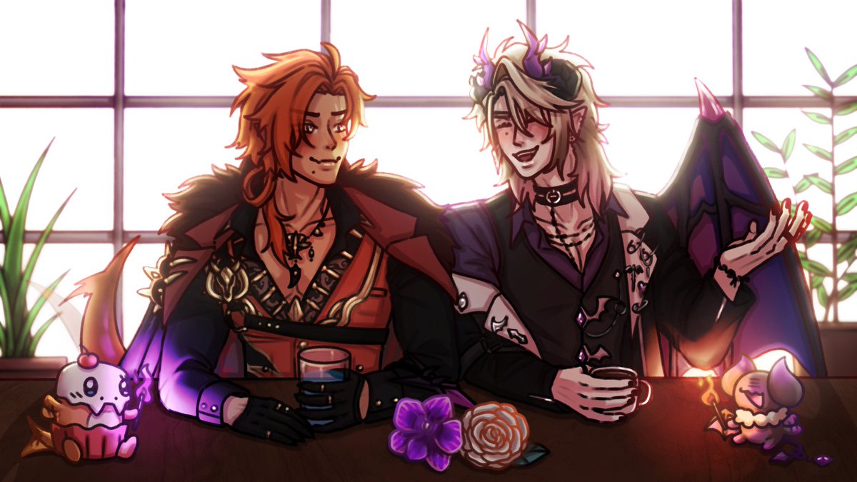 Luicidfer's tweet photo. Coffee Date 💜🧡
#Blazelust #Netherrizz #Ryzartz https://t.co/OlAmmkThNf