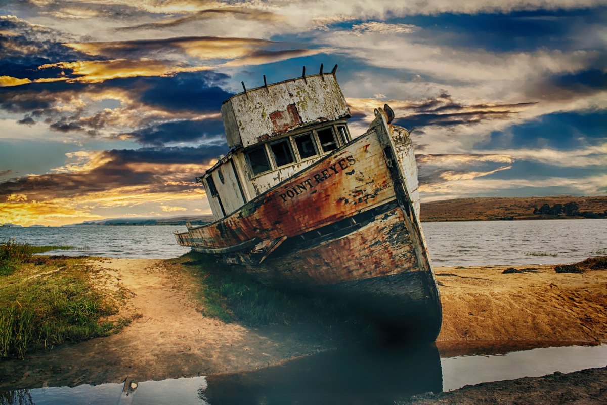 GardenOwne19328's tweet photo. Capturing the perfect sunset behind the iconic shipwreck in  Nature truly is the best backdrop.

#Shipwreck #PointReyes #SunsetPhotography #AbandonedPlaces #NaturePhotography #TravelGram https://t.co/mv8cOHVNPw