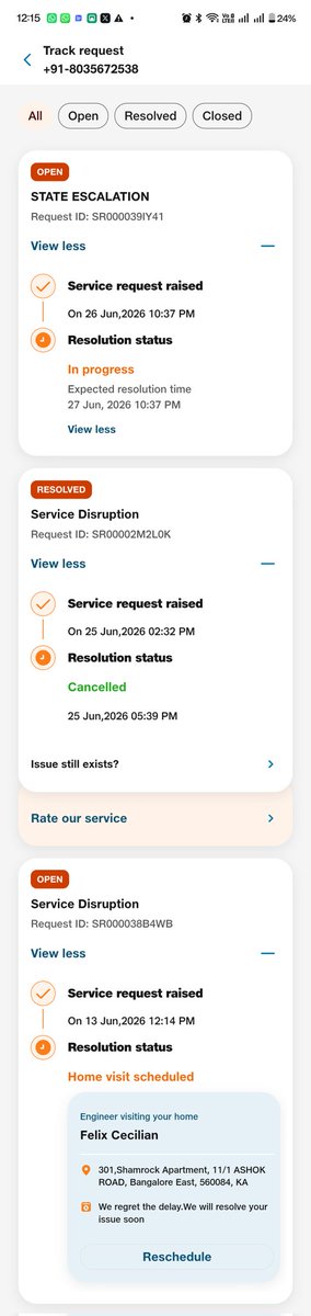 wasilimran's tweet photo. @JioCare Without visiting or solving the issue. The complaint was closed. https://t.co/aWF1zbxZCq