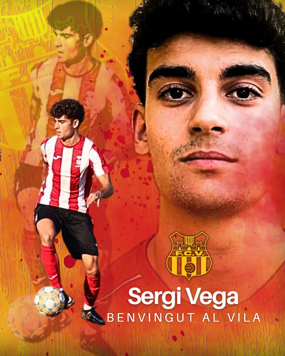 FCVilafranca's tweet photo. ✅SERGI VEGA, nou jugador del FC VILAFRANCA 

Talentós migcampista (22 anys), amb tendència a la banda, creatiu, amb gran visió de joc i molta qualitat en la darrera passada.

Benvingut al Vila, Sergi!❤️💛 https://t.co/vZEKvyKbC9