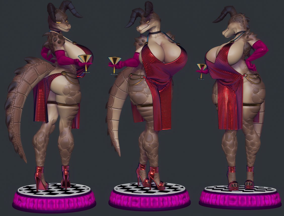 Officer_Rhu's tweet photo. DeathClaw Party Dress wip
#deathclaw #fallout #3dmodel https://t.co/owi2RrpvuE