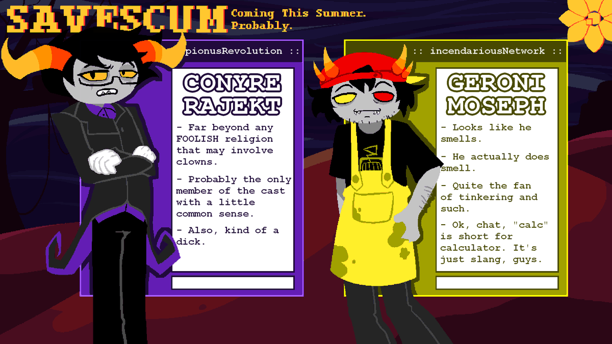 SAVESCUM_MSPFA's tweet photo. Here's a glimpse at some of the trolls you'll meet in SAVESCUM Act 2!

Note that I say "some". Not all. Wonk ;] https://t.co/h4enxEsorH