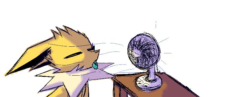 GemOnTW's tweet photo. Jolteon's way of dealing with the Heatwave. https://t.co/hmL4HLxehX