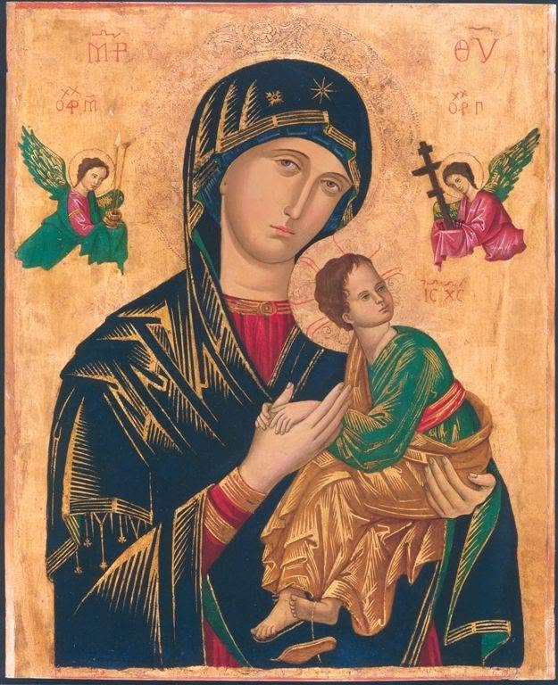 bread4today's tweet photo. Today is the feast of Our Lady of Perpetual Help

Our Lady of Perpetual Help, our devotion to you is a gift, for ourselves and the wider world.

The time we spend in contemplation with you on the struggles in our lives builds a sacred relationship between us. A relationship which allows us to be vulnerable, to be bare, and in so doing invites God to be part of our healing and self-understanding.  Empower us to dismantle the barriers that divide and cultivate a world where peace can truly thrive.