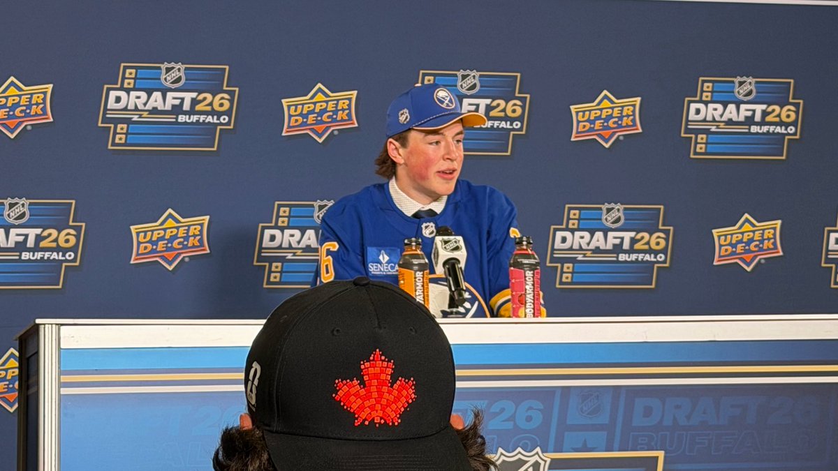 BCaputo_AGM's tweet photo. “My goal is to be ready after next season. 1 or 2 years and I’ll be ready to make the jump to the NHL.”

Buffalo #Sabres 4th overall pick Daxon Rudolph after being selected. He will be playing for the University of Denver next season. #LetsGoBuffalo https://t.co/naTZmSh7af
