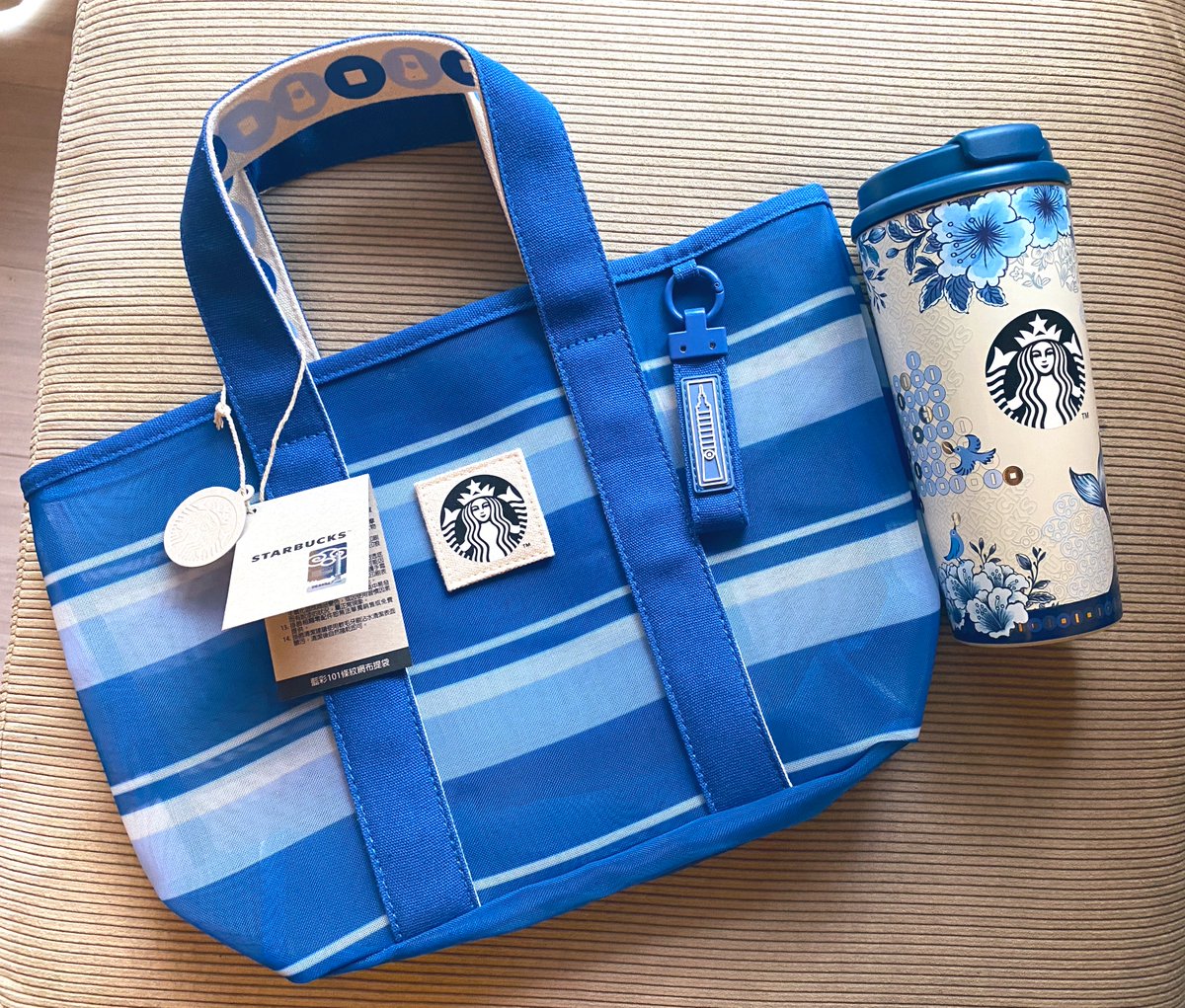 台北101のスタバで手に入れた 漁師網バッグとタンブラー！ かわい 