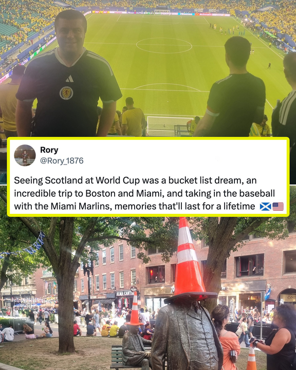 MenInBlazers's tweet photo. TARTAN ARMY SAY GOODBYE 😭

With Scotland on the verge of elimination from the World Cup, traveling supporters are paying emotional tribute to their trips to the U.S. 👋

They were here for a good time, not a long time, but the memories will last a lifetime 💙🤍 https://t.co/fmAZW2diQX