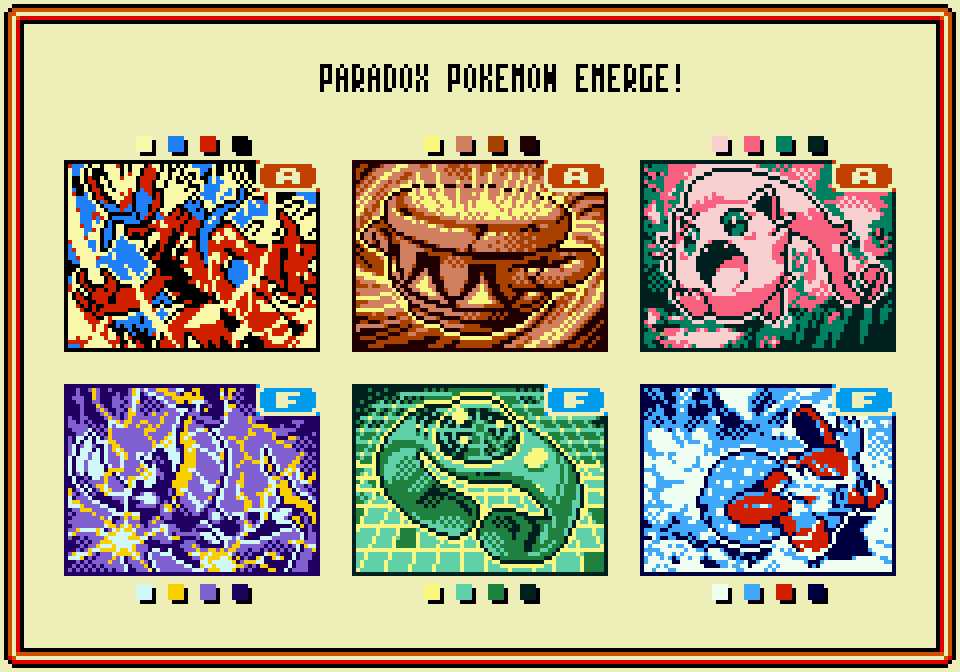 DoveTortle's tweet photo. Felt an itch to do some more GBC TCG, its a bummer I'm not a huge fan of any of the paradox mons designs 'cause I love the concept.
#PokemonTCG #Pokemon #sprites #GBC #pixelart https://t.co/7Um1GB1cMV
