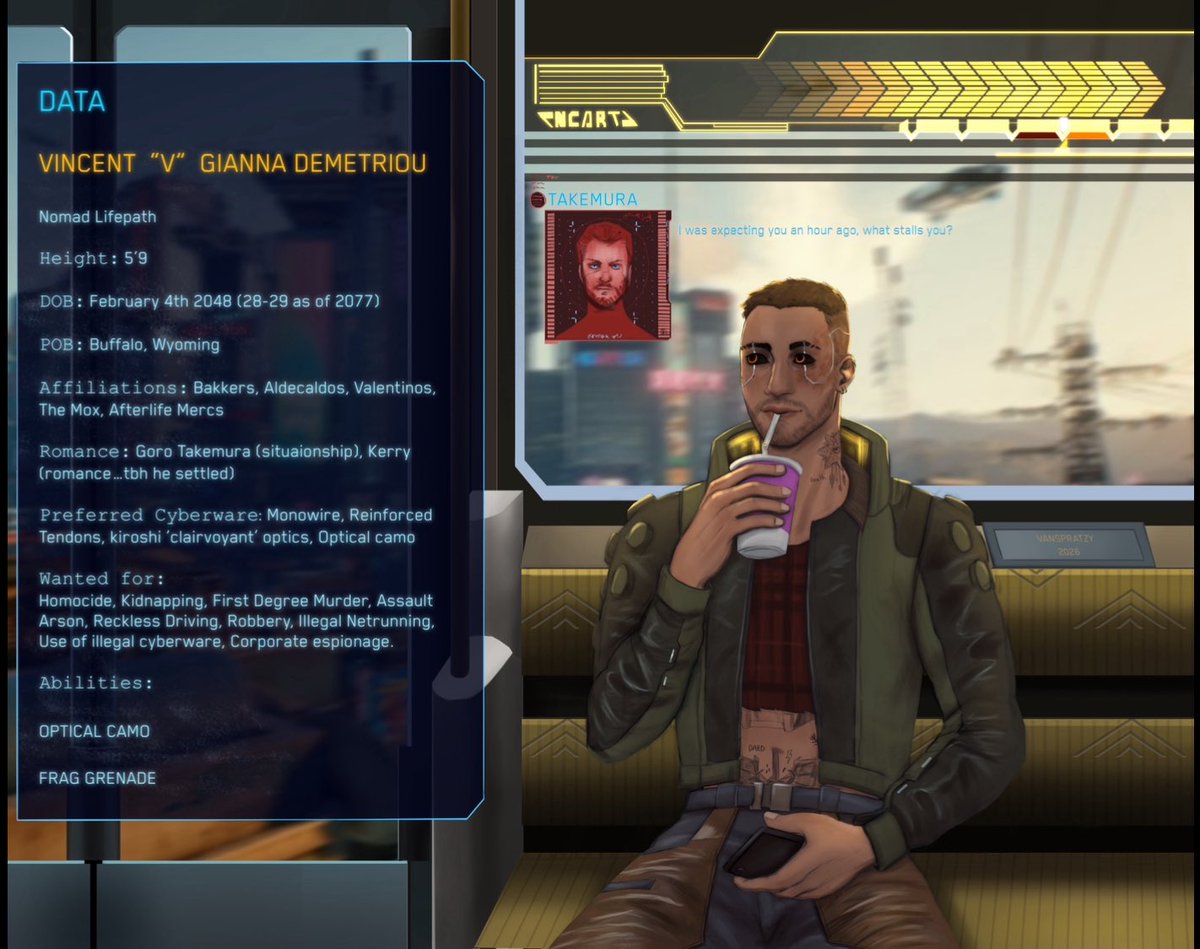 vanspratzy's tweet photo. I wanted to share the V I made when I played cyberpunk 2077! I hope you like him 🩻🦾I’m going to try and work on the art I drew of my corpo v 👀
.
.
.
#cyberpunk #vxtakemura #nomadv #takemuraxv https://t.co/WRnbTBryXY