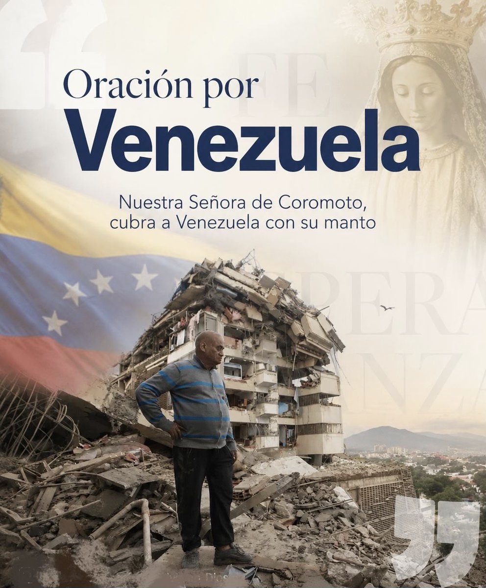 AgrupacionEC's tweet photo. Señor Jesús, mira con infinita misericordia a nuestros hermanos de Venezuela que hoy sufren por esta tragedia.

Abraza a quienes tienen miedo, fortalece a quienes han perdido a un ser querido, protege a los heridos y da esperanza a quienes lo han perdido todo. https://t.co/zHHNBMdJZX