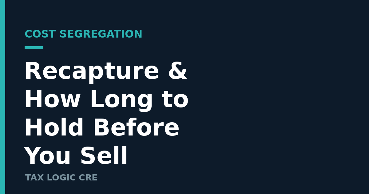 NickCoppola18's tweet photo. "Recapture will eat my tax savings" is the #1 reason CRE owners skip cost segregation.
It's almost always wrong.
The most you can ever pay back in recapture = the savings the study created. The real question isn't whether to do it — it's how long you hold after.
https://t.co/IHCRD0iysN