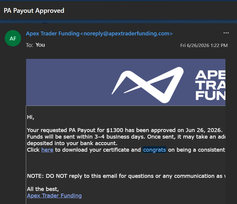 ProTrader_Mike's tweet photo. Friday payouts hit different 🔥 Requested &amp; approved in under 10 minutes with @Apextraderfund ✅ that's the MOJO way! 💸 The algorithm works so you don't have to grind all weekend. 💻📈

#MOJOCODE #FuturesTrading #PropTrading #FridayPayday https://t.co/nGYuOIYS2Y