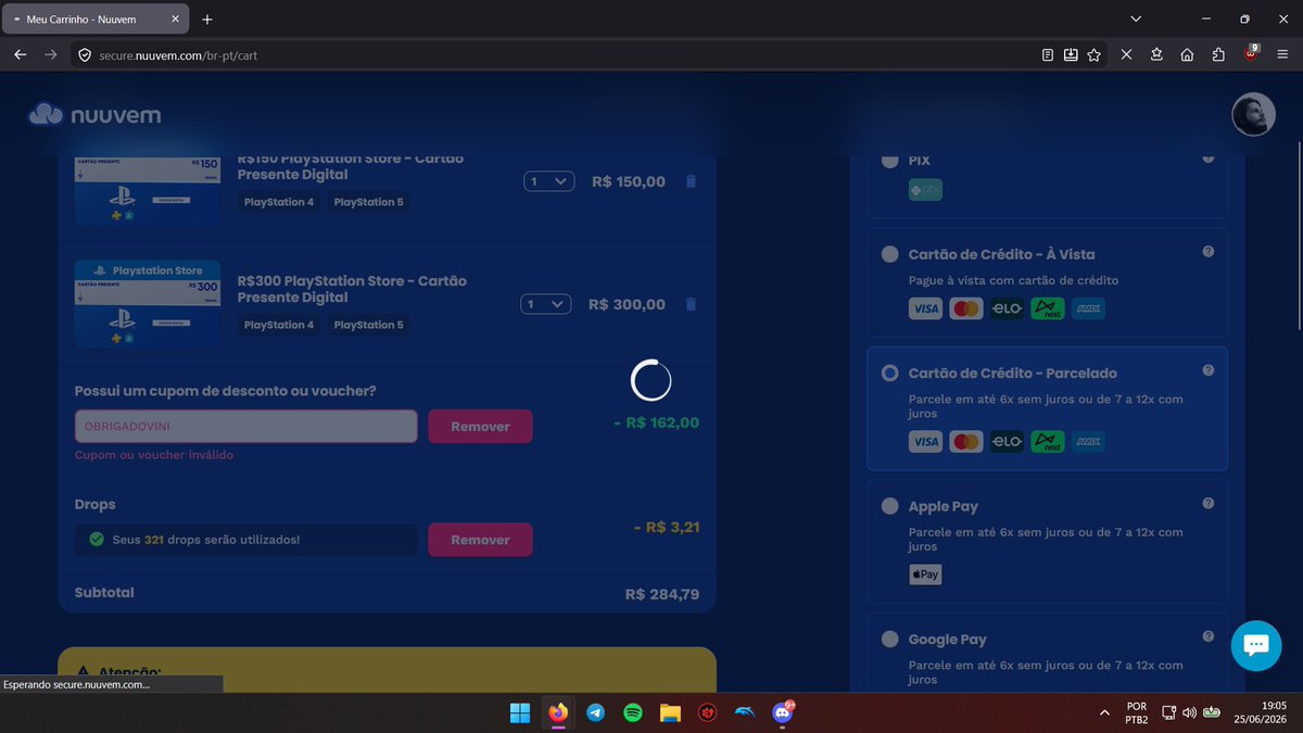 osuehtam's tweet photo. @nuuvem Eu consegui aplicar o cupom nos dois horários, NAS DUAS VEZES eu só não consegui concluir a compra por causa desse merda de site de vocês, vocês vão ter que oferecer muito cupom de 11% pra convencer alguém https://t.co/UTqp261kuu