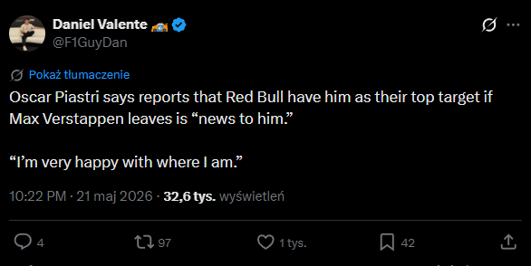 Sev3ron_'s tweet photo. @SCUDERIAFEMBOY 1. Mclaren and Oscar denied this countless times.
2. Oscar repeatedly expressed his happiness in Mclaren an desire to stay there
3. Webber's role in 26 was reduced due to Oscar trusting Mclaren
4. The article is literally dutch propaganda to push Max's agenda https://t.co/yfpIt82GTk