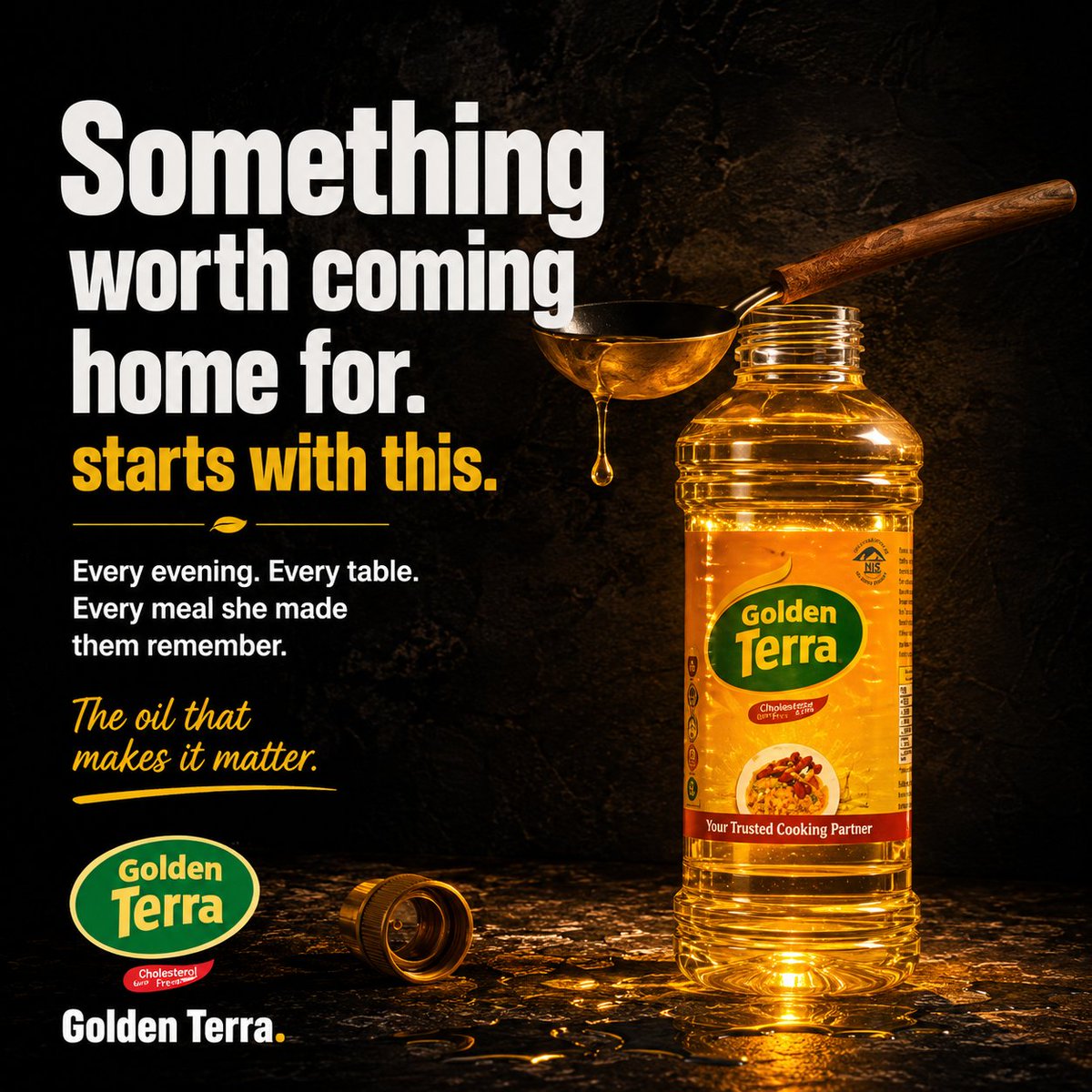 InkBYFaaVo's tweet photo. Day 23 of reimagining iconic brands with AI.

Great food doesn't begin in the pot. It begins with the ingredient that makes everything else possible.

This idea for @goldenterraoil celebrates the cause beside the effect, because every meal worth remembering starts somewhere. https://t.co/MHxn8zyJlB
