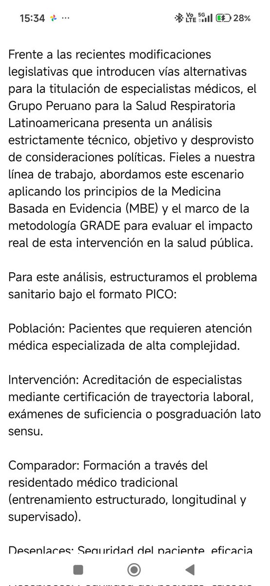 jorgevento's tweet photo. La reciente ley aprobada por el congreso que permite a médicos no especialistas conseguir su especialidad sin hacer el residentado no soporta un análisis basado en evidencia. A todas luces, es un sin sentido lo que acaba de hacer el congreso con la medicina en el Perú. https://t.co/1bENEQUKpl