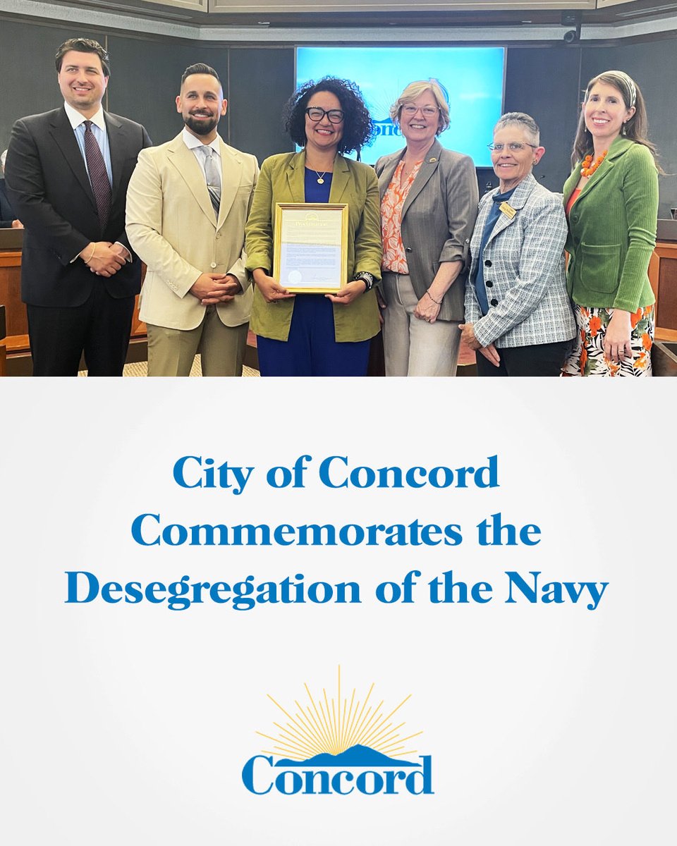 PortChicago50's tweet photo. On June 23, the Concord City Council commemorated the 80th Anniversary of the desegregation of the United States Navy, recognizing the Port Chicago Sailors whose courageous protest became a defining moment in the movement toward ending segregation in the Navy. https://t.co/BRfCbAaqhN