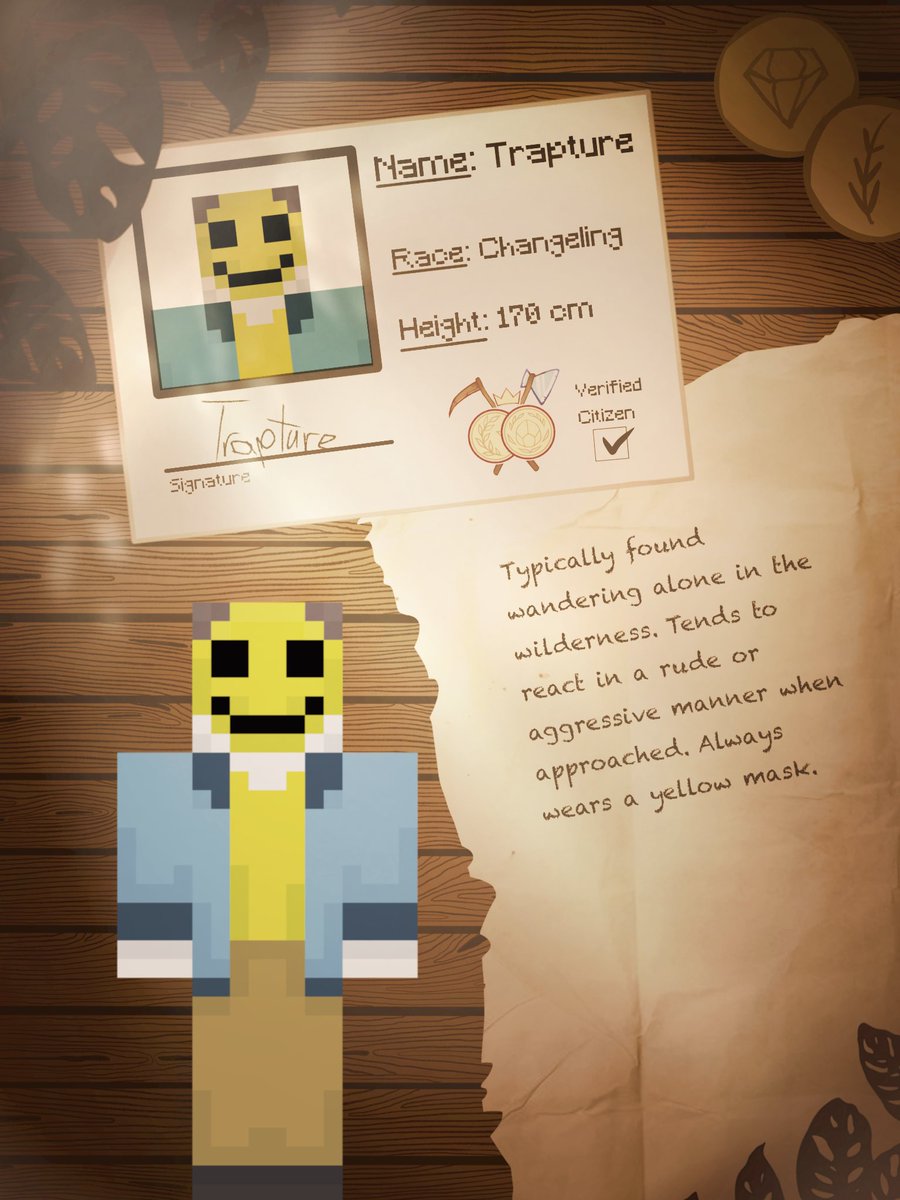tacitsmp's tweet photo. [Traya Bee - Newly Appointed ID Spec]: MUAHAHAHA!! FOOLISH AIDEN!! HE THOUGHT HE COULD HOARD THE BIGGEST PAYCHECK ALL TO HIMSELF WITHOUT A CARE IN THE WORLD?!?

<paper flips>

[Traya Bee]: Well, I gotta give it to him, some entries are rather concerning...
#smp #minecraft #tacits https://t.co/TAqyVaEKNY