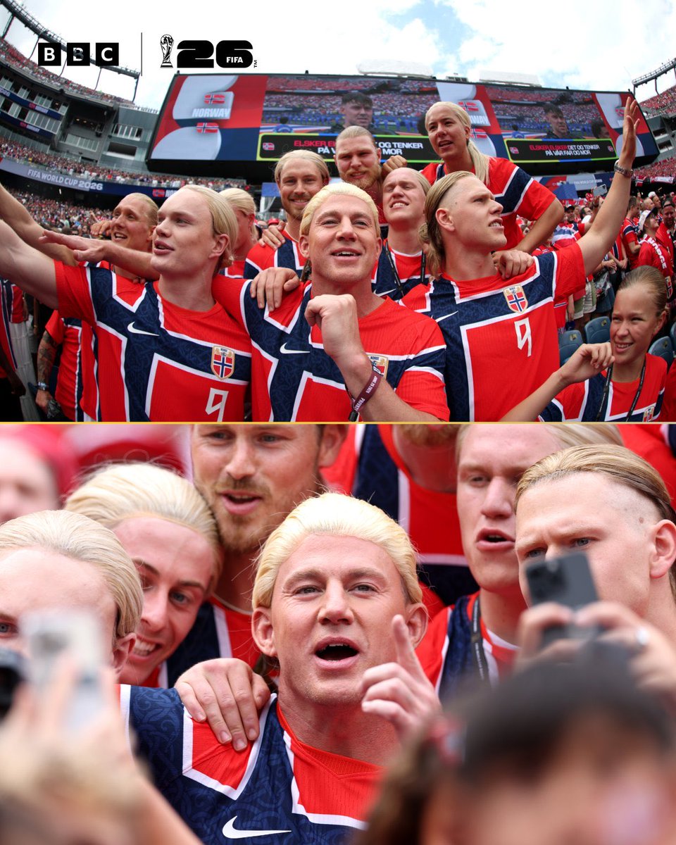 Indie5051's tweet photo. Channing Tatum está disfrutando del Noruega vs Francia justo en medio de los noruegos! https://t.co/dcrmweNMe8
