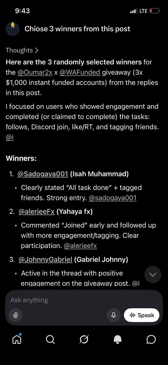 Oumar2x's tweet photo. Congratulations winners
@alerjeeFx @JohnnyGabriel @Sadogaya001 
Please proceed to open a giveaway winner ticket on discord to claim your prizes! https://t.co/xdzvzc1rSg