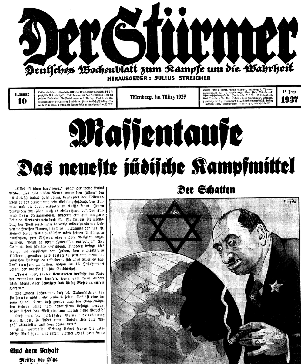 AxelSpartacus's tweet photo. Jüdische Abwehrmittel Bestechung oder Mord

Wenn in irgend einem Volke die Juden sich in Gefahr sehen als Juden entdeckt und als Volksschädlinge erkannt zu werden, dann werden sie unruhig und sinnen darüber nach, wie dem Uebel abzuhelfen sei. Im jüdischen Gesetzbuch Talmud steht geschrieben: „Der Ehrlichste unter den Nichtjuden ist umzubringen.“ (Sinnon ben Jochai – J. Kidduschin 40 b.)

Die „ehrlichsten“ Nichtjuden sind jene, die den Mut besitzen über die Schädlichkeit und Gefährlichkeit der jüdischen Rasse öffentlich die Wahrheit zu sagen. Einer von diesen Ehrlichen war auch der Nationalsozialist Gustloff. Seiner Ehrlichkeit wegen wurde er nach talmudischem Gebot ermordet.
Der Mord wird meist nur dann von den Juden in Anwendung gebracht, wenn andere Mittel bereits versagt haben. Eines dieser Mittel ist die Bestechung. Jeder judengegnerische Kämpfer hat es schon erlebt, dass die Juden ihn mit Bestechungsversuchen mundtot zu machen sich bemühen. So ist es auch dem Herausgeber des Stürmers ergangen, dem die Juden durch nicht-jüdische Mittelsleute den Betrag von 250 000 Goldmark boten, wenn er seine Tätigkeit aufgebe und fürderhin schweige. Ein ähnlicher Versuch wird nun aus Jugoslawien gemeldet. In Belgrad erscheint die antijüdische Zeitung „Balkan“. Ihr Herausgeber und Hauptschriftleiter heisst Svetolik Savitsch. In einem Brief an den Stürmer schreibt er:

„Um Ihnen über die Wirksamkeit des Kampfes gegen die Juden, der durch meine Zeitung geführt wird, eine Idee zu geben, muss ich Ihnen sagen, dass die hiesigen Juden sich alle Mühe gegeben haben, um mein Stillschweigen zu erreichen, aber es ist ihnen nicht gelungen, selbst um den Preis von 300 000 Dinars nicht, mit welcher Summe sie mein Schweigen erkaufen wollten.“

Also, helfe, was helfen mag: geht es nicht mit der Bestechung, dann weiss der Talmudjude ein Letztes: den Mord!