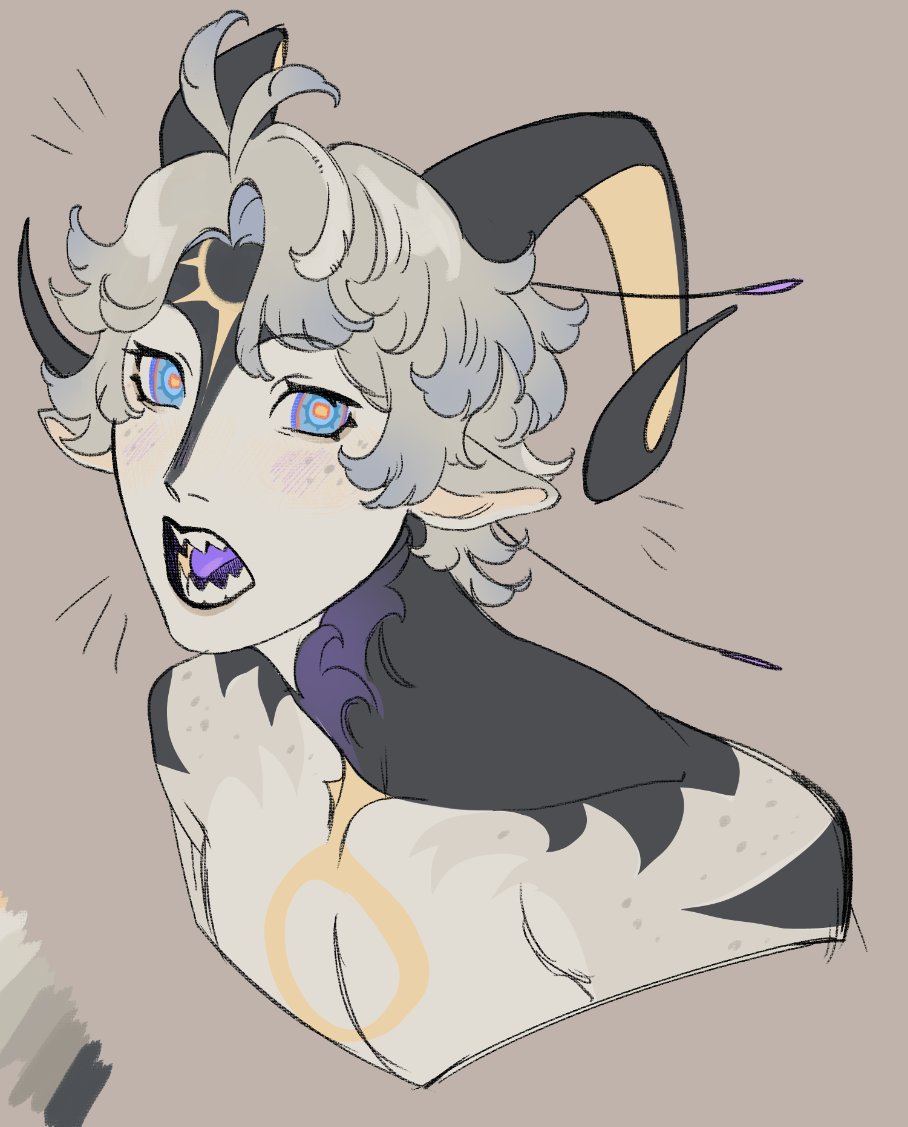 pink_hyu's tweet photo. I wasn't sure about the horns but i think i will leave them bc they look cool https://t.co/G50VkNXLpY