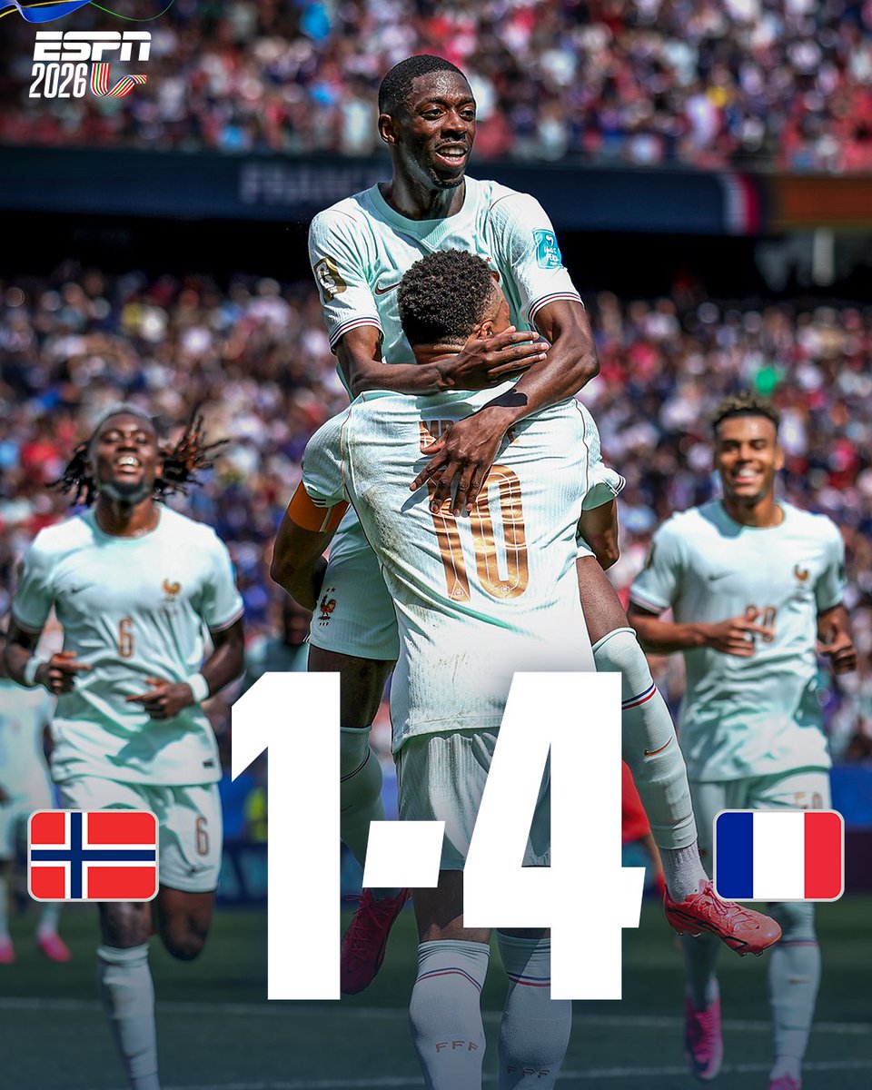 ESPNmx's tweet photo. ¡Todo definido en el Grupo I! 🔥

💥 Francia goleó a Noruega y termina como líder de Grupo con tres victorias
💥 Senegal le dio una 'manita' a Iraq y aspira a clasificar como tercero https://t.co/WthI1HjEa2
