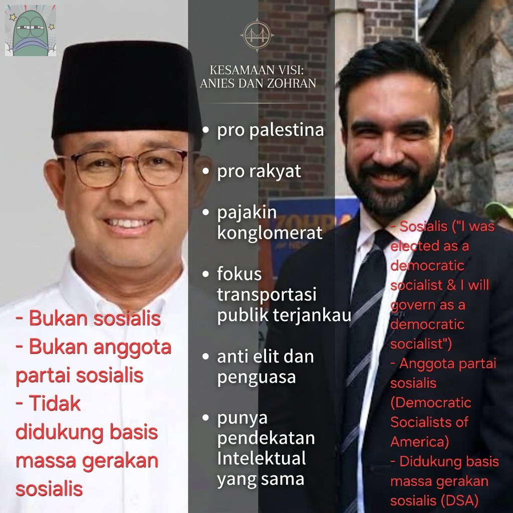lincaktravail's tweet photo. Saya gak sudi zohran disamakan sama anies. Mereka bertolak belakang 180 derajat. Kalo zohran nyalon di indo doi bakal dipenjara karena dituduh menyebarkan paham komunisme nder https://t.co/HkDPumCCUG