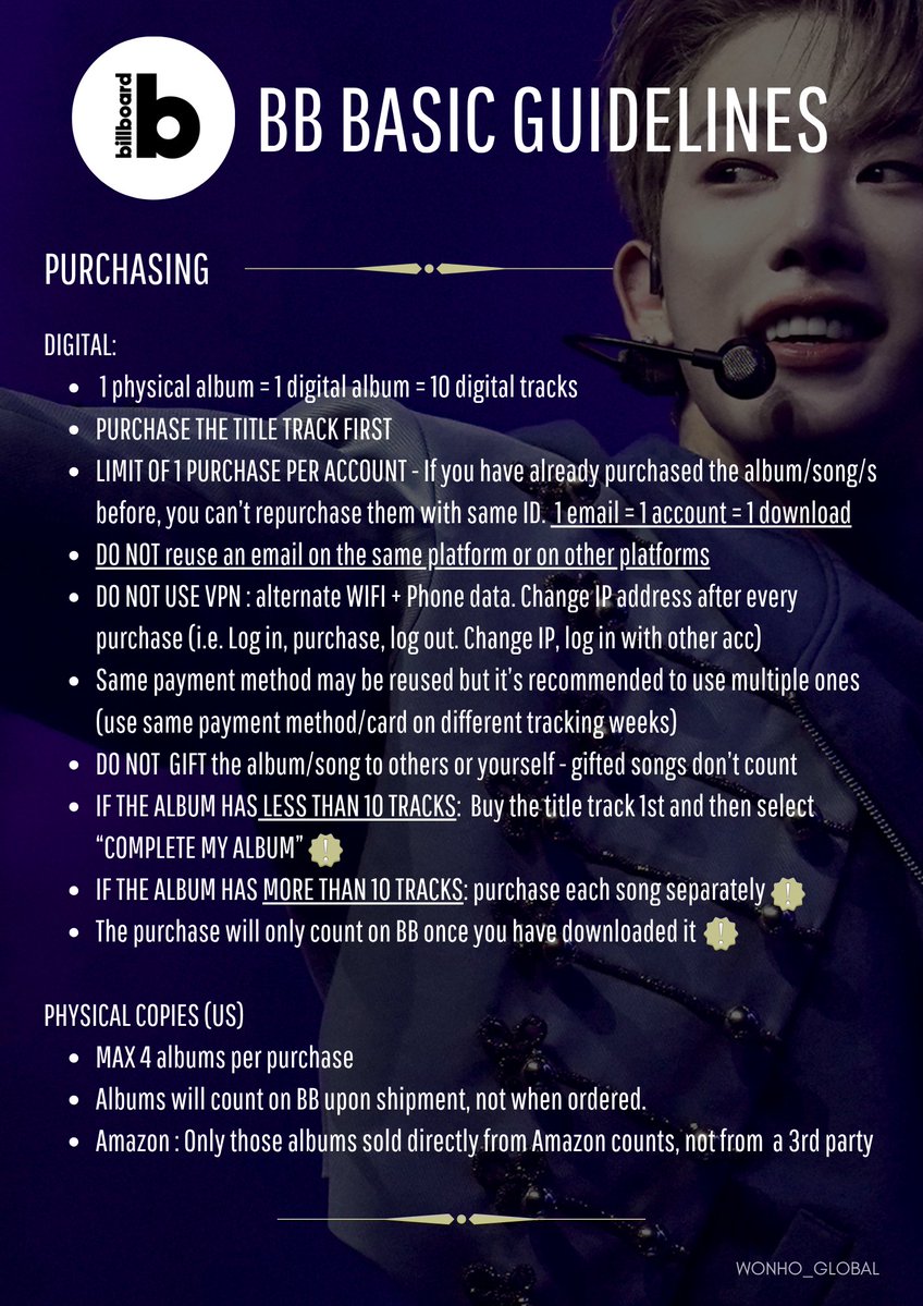 WONHO_GLOBAL's tweet photo. 📌 BILLBOARD STREAMING &amp; PURCHASING GUIDES

WENEEs, please read these Billboard Basic Guidelines as well as the Streaming Guides for each platform

▫️Streaming Guides:
🔗https://t.co/XWrfRQ0N7J

[ 2/2 ]

#원호 #WONHO #ウォノ
@official__wonho @official_WH_jp https://t.co/0cqBXtPZ9M