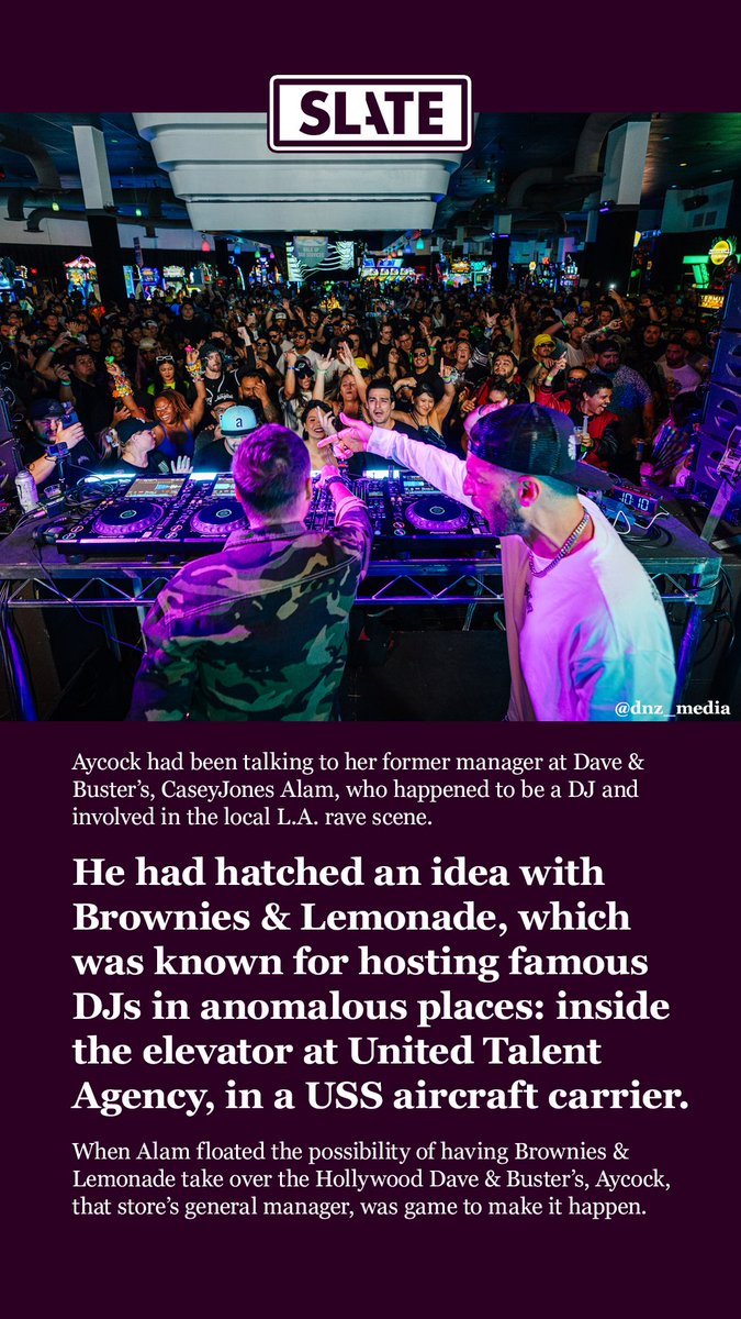 TeamBandL's tweet photo. Reinventing Dave &amp; Buster’s, one rave at a time.

Shoutout for telling our story @Slate 🥁🐟🍫🍋❤️ https://t.co/DDCrlXZ3Tp