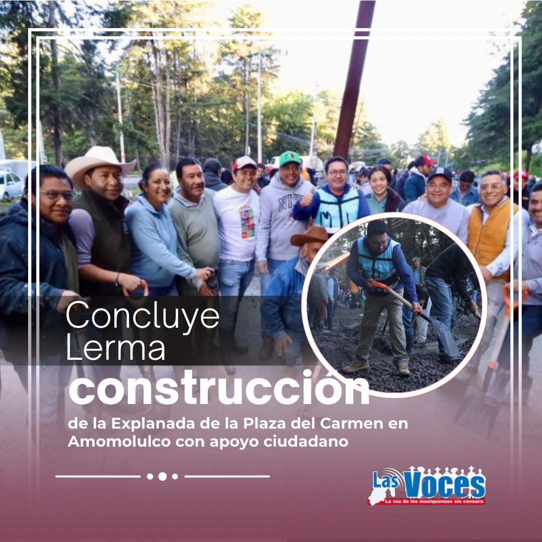 LasVoces_Edomex's tweet photo. #Lerma avanza con obras que fortalecen: @miguelarponce 👷🏻‍♂️🪏

Con trabajo en equipo y la participación de vecinos, autoridades auxiliares y servidores públicos, quedó concluida la Explanada de la Plaza del Carmen en Amomolulco, espacio de más de 500 m²

https://t.co/TpWRH0YjVJ https://t.co/yIE2HYtV1Z