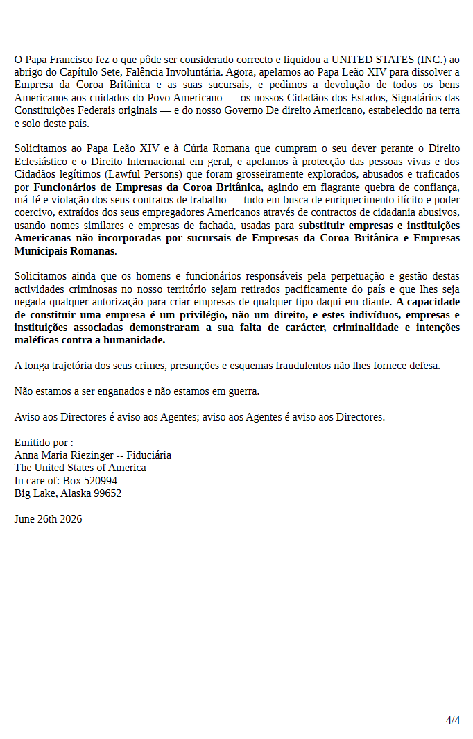 RestaurarPortug's tweet photo. Aviso Público Internacional: o Feudalismo Europeu Junho 26, 2026 | By Anna Von Reitz (Fiduciária do governo De direito Americano):  https://t.co/Dpu7swoijW https://t.co/ykZveEA042