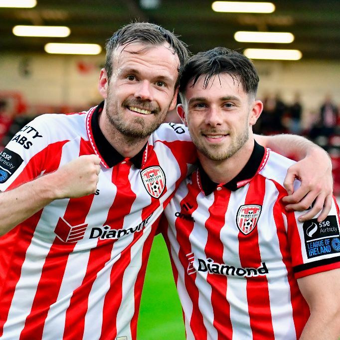 derrycityfc's tweet photo. Goalscorers! 🙌 Cameron Dummigan and Adam O'Reilly after tonight's win! 

📷 Event Images Derry https://t.co/HMi3bXrl3W