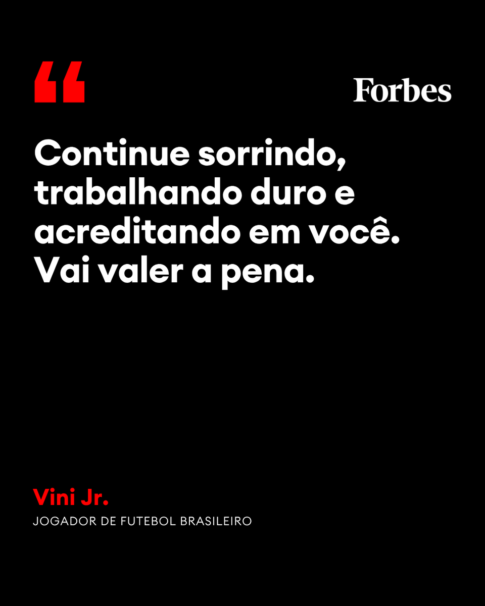 ForbesBR's tweet photo. Vinícius Júnior, mais conhecido como Vini Jr., é um futebolista brasileiro que atua como ponta-esquerda no Real Madrid, clube pelo qual conquistou múltiplos títulos da Liga dos Campeões da UEFA e foi eleito o melhor jogador do mundo.

#ViniJr #Sucesso #Objetivo #FraseDoDia #ForbesBr