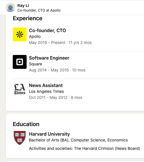 rayansadri's tweet photo. CTO of Apollo has one of the most interesting profiles I've come across in years. Dude is insanely lowkey. Barely any public appearances, barely anything online about him. 

They're doing ~$150M ARR, and he's probably one of the chillest CTOs somewhere in Florida just quietly winning.

Meanwhile half the timeline is writing essays every day about "building in public" and this dude is out here changing the world in complete silence
