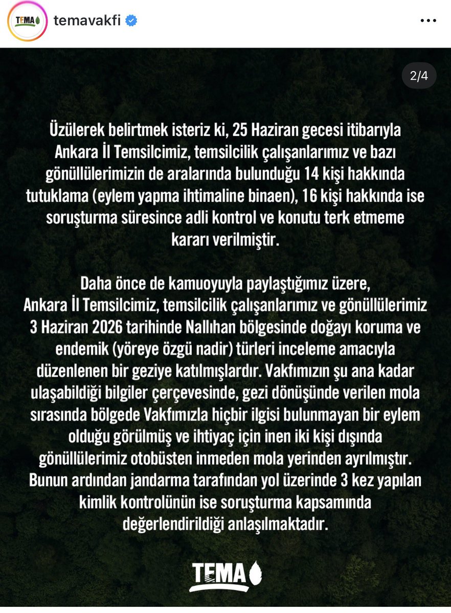 muratagirel's tweet photo. Deniz Göktaş’ın stand-up gösterisinden paylaşılan videolar, “kamu güvenliği” gerekçesiyle erişime engellendi.

NATO Zirvesi öncesi, Nallıhan’da doğayı koruma ve endemik türleri incelemek amacıyla düzenlenen geziden dönen TEMA Vakfı üyelerinin de aralarında bulunduğu 225 kişi gözaltına alındı; 178’i tutuklandı.

Gazeteci Ali Çağatay, “halkı yanıltıcı bilgiyi alenen yayma” suçlamasıyla cezaevine gönderildi.

Bir komedyenin sahnedeki sözü, doğa savunucularının gezisi, gazetecinin yaptığı haber…

Kamu güvenliği adına daha ne kadar özgürlükten vazgeçmemiz istenecek?