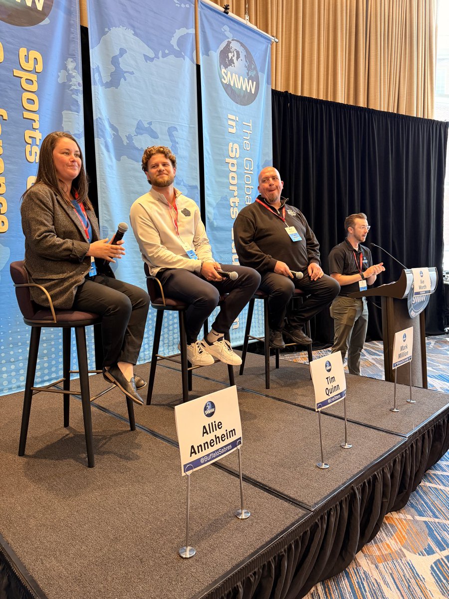 SMWW's tweet photo. Not every hockey career happens on the ice.

Today’s Get Hired in Hockey panel featured Allie Anneheim (Buffalo Sabres), Tim Quinn (Erie Otters), and Mark Million (Peterborough Petes) sharing how careers in ticket sales, marketing, social media, and fan engagement help drive the game.

🏒 Which hockey career interests you most? 👇

#Hockey #SportsCareers #SportsMarketing #SMWW