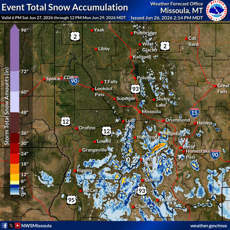 volcaholic1's tweet photo. A Winter Storm Warning has been issued by the NWS for parts of Idaho and Montana as heavy, wet snow is expected above 6,500 feet from Saturday evening into Monday morning.

🏔️ Some mountain areas could see:

4–8 inches (10–20 cm) of snow
Up to 12 inches (30 cm) on the highest peaks
Up to 16 inches (40 cm) possible in the Anaconda Pintler Mountains

The areas affected include higher elevations around the Bitterroot/Sapphire Mountains, Lemhi County, Skalkaho Pass, Nez Perce Pass, Lemhi Pass, and other backcountry locations.

If travel is absolutely necessary, consider taking
a winter storm kit along with you, including such items as tire chains, booster cables, flashlight, shovel, blankets and extra clothing. Also take water, a first aid kit, and anything else that would help you survive in case you become stranded.
