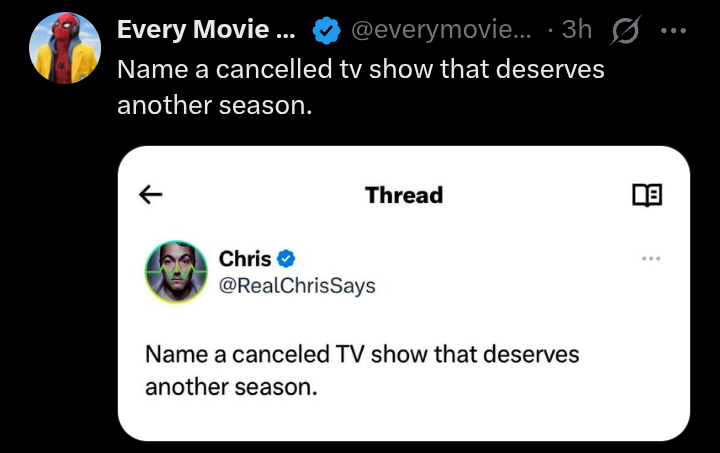 ItsAkastar_7's tweet photo. Name a cancelled tv show that deserves another season. https://t.co/dXtBxC8Grg