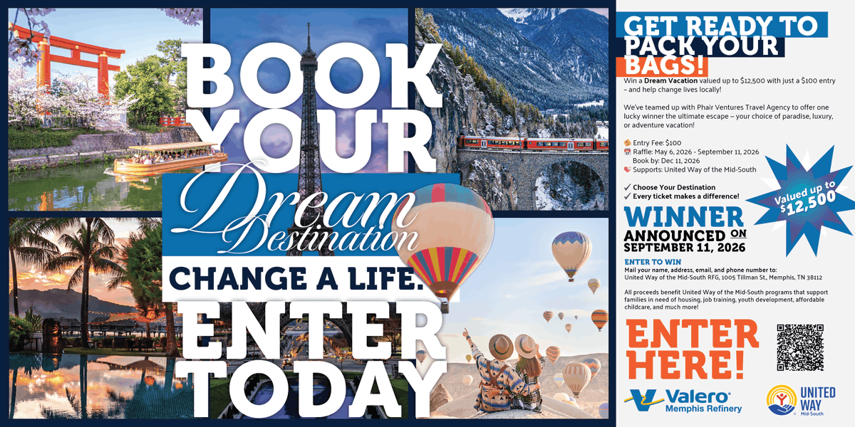 uwmidsouth's tweet photo. 🌴 Your dream vacation could be just one ticket away! 

Purchase your Dream Vacation Raffle ticket today for a chance to win an unforgettable getaway while supporting United Way. Tickets are on sale through September 11, 

Raffle Link:https://t.co/oLktdDs80f https://t.co/qFnvOxBGgJ