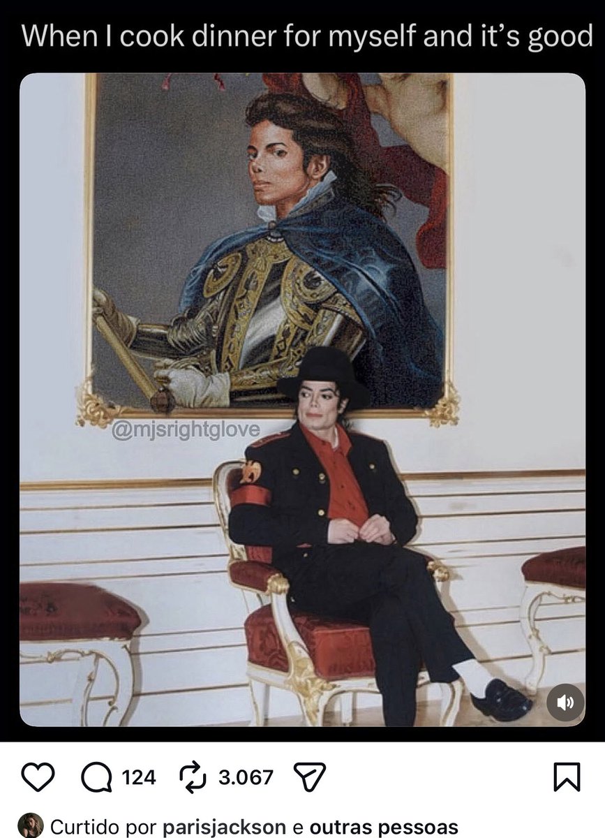 _parisjacksonbr's tweet photo. O meme do Michael que a Paris curtiu no Instagram 🤣

"Quando eu cozinho o jantar para mim mesmo e fica bom" https://t.co/ueirl2PJC4