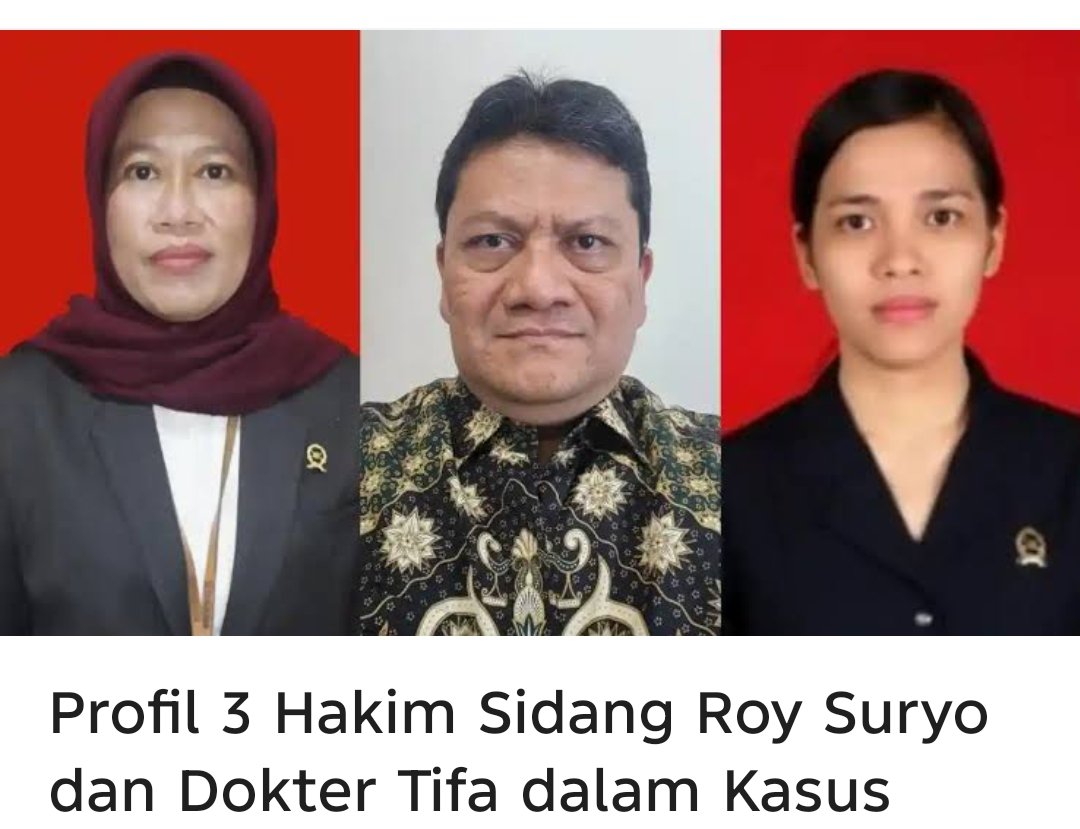 MasRadeon's tweet photo. @Opposisi6890 @prabowo Kok gk meyakinkan ya...ni wajah² hakim yg menyidangkan roy suryo dan dr tifa😭 https://t.co/fZv07Igvei