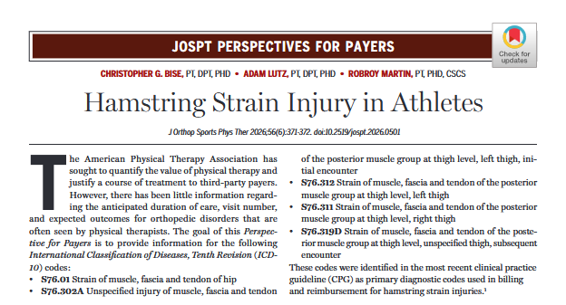 JOSPT's tweet photo. Our 2022 #PracticeGuideline on #HamstringStrain injury in #Athletes now has an accompanying #PerspectiveForPayers
Read the new article 👉 https://t.co/qSWAAj31l1
Or check out the guideline ➡️ https://t.co/hXPKgtU4Ci
#yourJOSPT https://t.co/n5TfjKhyE4