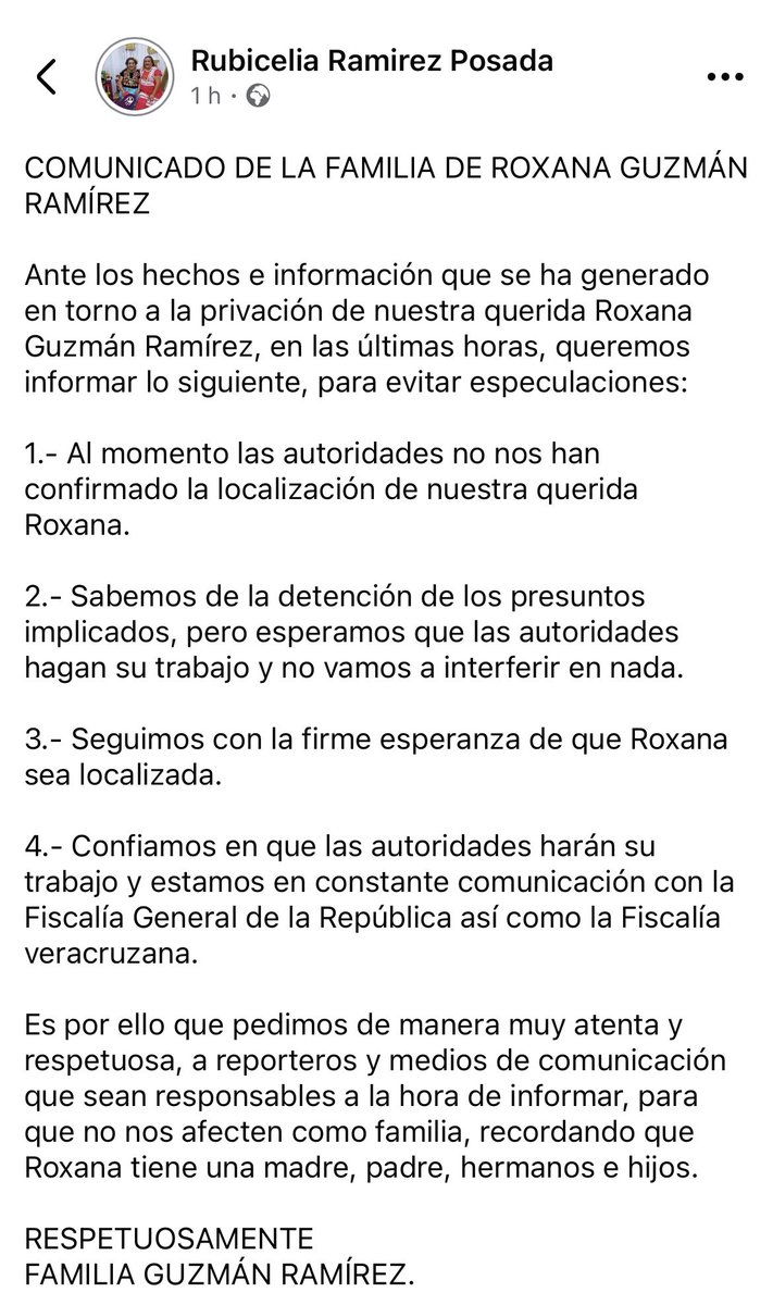 azucenau's tweet photo. 🚨Rubicelia Ramírez, madre de la periodista secuestrada Roxana Berenice Guzmán Ramírez, informa que las autoridades no les han confirmado la localización de su hija.

Esto ante versiones extraoficiales que apuntan que la comunicadora fue hallada sin vida. https://t.co/nyBbR2eaTs