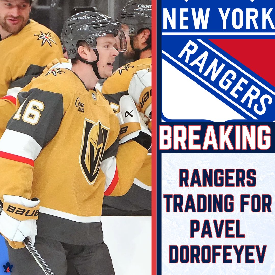 BurningLeafPod's tweet photo. 🚨BLP BREAKING: Pavel Dorofeyev has been traded to the @NYRangers #HockeyTwitter #VGK #NYRangers https://t.co/CuMGzKipdR