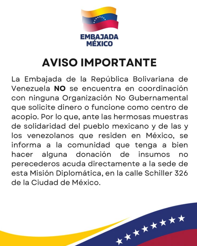 nacholozano's tweet photo. ¿Quieren enviar ayuda a #Venezuela? Topos de México y la Embajada de Venezuela en #México instalaron #CentrosDeAcopio para recolectar ayuda humanitaria. Por su parte, la Cruz Roja mexicana informó que la ayuda al pueblo venezolano se canaliza mediante donativo #económico por vías oficiales.

Aquí les dejo la información oficial: