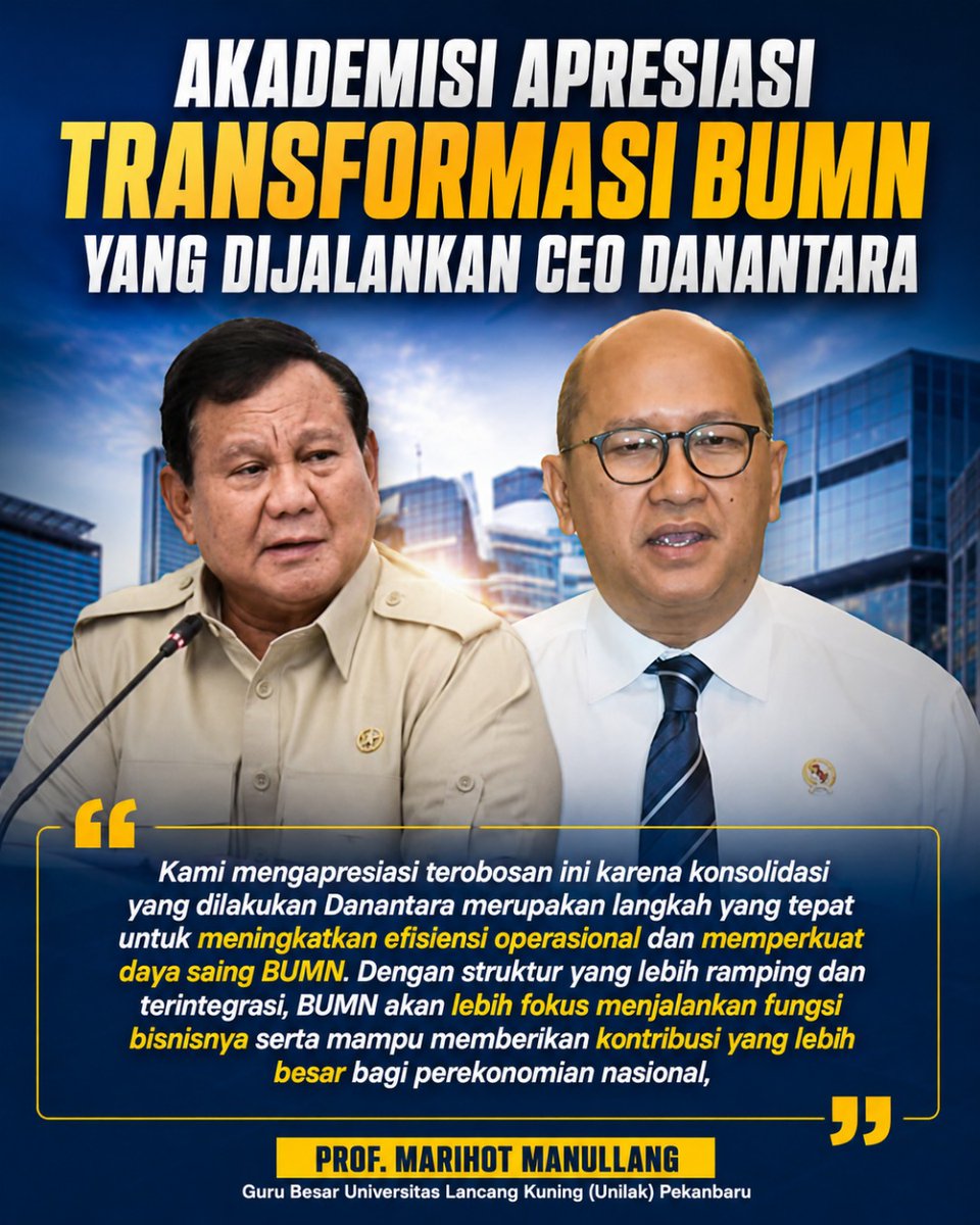 afrctic's tweet photo. Didukung para akademisi, struktur BUMN yang lebih ramping dan terintegrasi diharapkan membuat pengelolaan makin fokus dan efisien untuk mendorong pertumbuhan ekonomi nasional. Saatnya BUMN naik kelas!
#DukungKonsolidasiBUMN https://t.co/W3mNxRWnuj