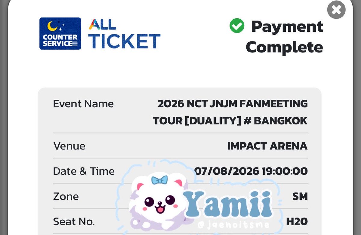 jaenoitsme's tweet photo. WTS // Want To Sell
NCT JNJM Duality fanmeeting in Bangkok 

Day 1 (Fri, 7/8)
Zone SM (6000) Row H - 1tix

✅ Fullpayment
✅ Wise
📩 dm for detail

Reason for selling: I already got the ticket I wanted ✅

wts jnjm bkk jeno jaemin presale
#NCTJNJM_FANMEETING_TOUR #NCTJNJM_FANMEETING_TOUR_DUALITY