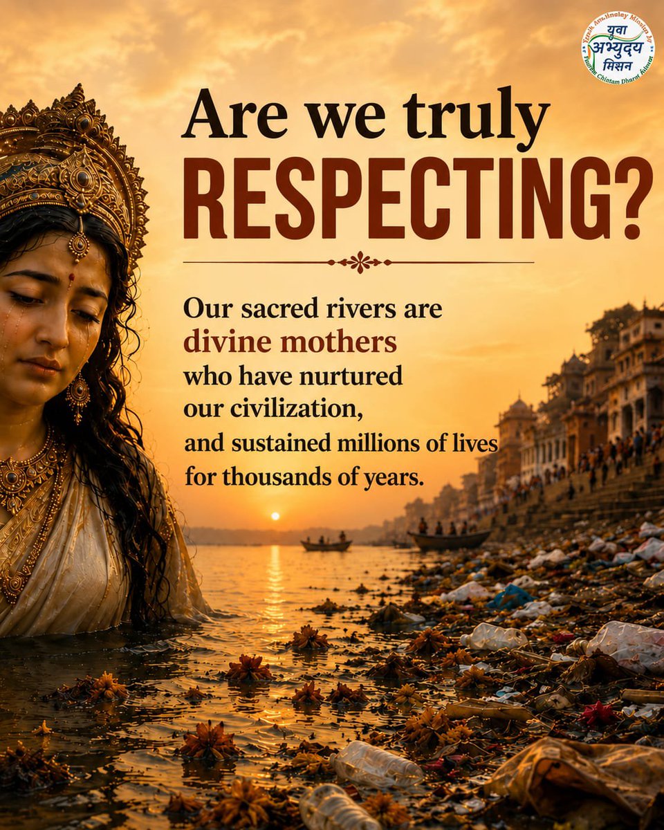 yamglobal1's tweet photo. 1/2
We call our rivers Maa. We worship them, pray to them, and seek their blessings. But devotion is not only about rituals, it is also about responsibility.

#sanatandharmaसनातन https://t.co/b6zTV8dqSc
